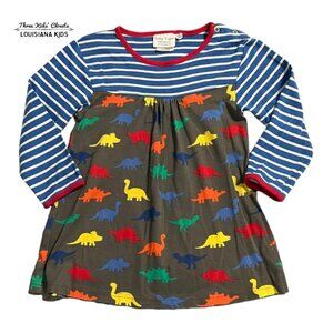 Toby Tiger 5/6Y Organic Colorful Dinosaurs & Stripes Dress
